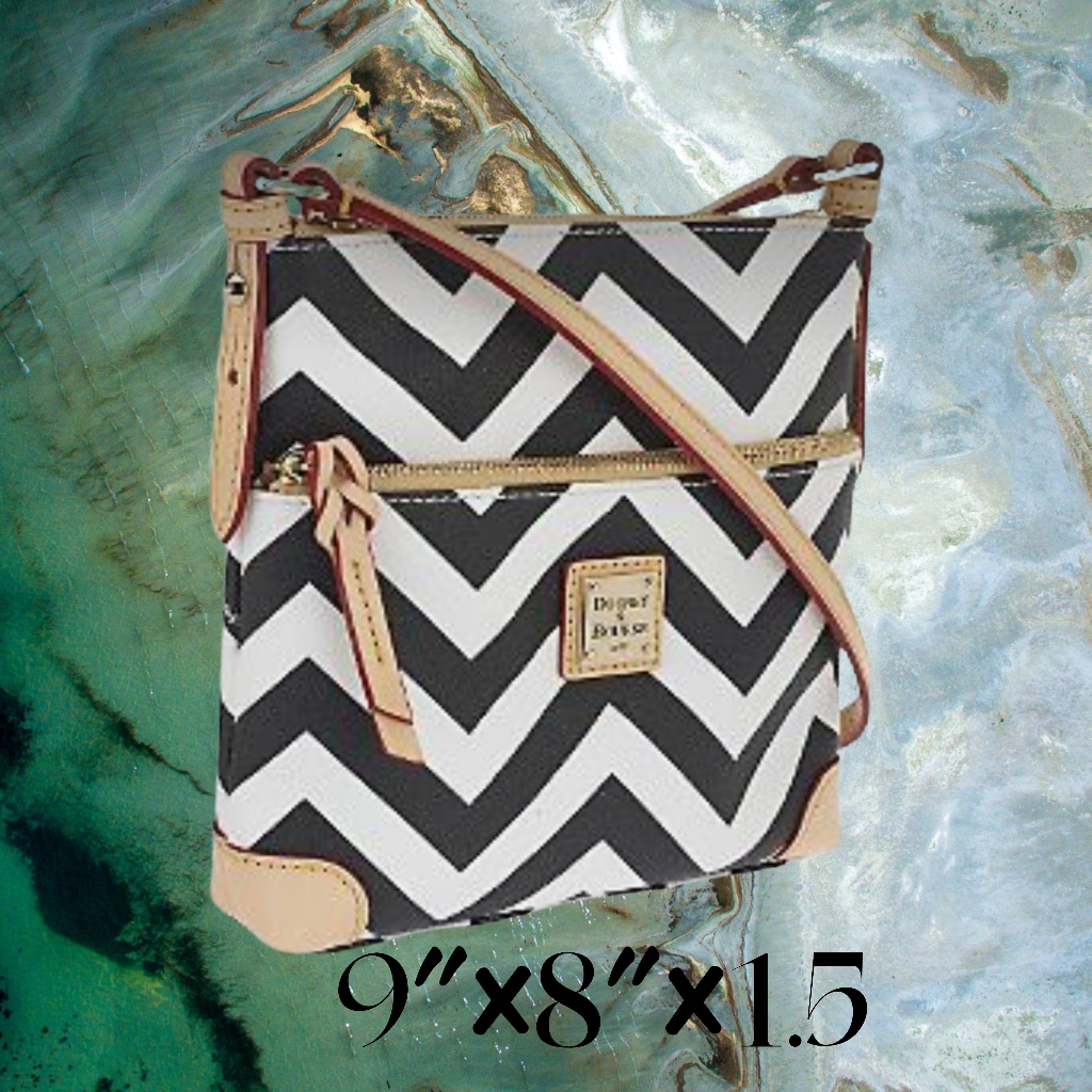 Dooney & Bourke Black/White Chevron Print Crossbody